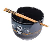 Silver Buffalo Nightmare Before Christmas Scary Jack Pumpkin Fence 20oz Ceramic Ramen Bowl with Chopsticks