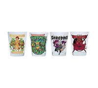 Silver Buffalo NT031SG7 Nickelodeon Teenage Mutant Ninja Turtles Friends and Villains Shot Glass Set, 4-Pack