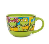 Silver Buffalo NT8424 Teenage Mutant Ninja Turtles Characters Grid Ceramic Soup Mug, 24 oz, Green