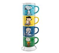 Silver Buffalo Peanuts Comic Strip 4-Pack Ceramic Mug Stack, 10-Ounces
