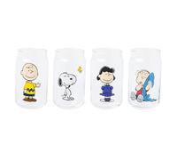 Silver Buffalo Peanuts Featuring Charlie Brown, Snoopy, Woodstock, Lucy, and Linus 4 Pack Pint Can Glass Set, 16 Ounces