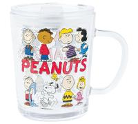 Silver Buffalo Peanuts Featuring Charlie Brown, Snoopy, Woodstock, Sally, Lucy, Linus, Schroeder, Franklin, and Pig-Pen Travel Glass Mug With Slide Close Lid and Handle, 14 Ounces