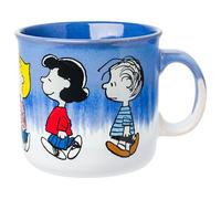 Silver Buffalo Peanuts Featuring Linus, Lucy, Sally, Charlie Brown, Snoopy and Woodstock Reactive Glaze Ceramic Camping Mug, 590 ml