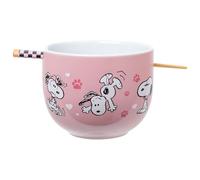 Silver Buffalo Peanuts Pink Rebellion Salty 20oz Ceramic Ramen Bowl with Chopsticks