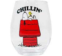 Silver Buffalo Peanuts Snoopy and Woodstock Chillin Stemless Wine Glass, 20 Ounces, 1 Count (Pack of 1)