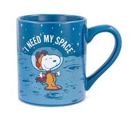 Silver Buffalo Peanuts Snoopy Need My Space Ceramic Mug, 14-Ounce, Blue/Orange