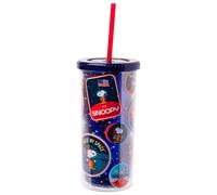 Silver Buffalo Peanuts Space Snoopy Traveling, Tumbler with Straw, 20oz