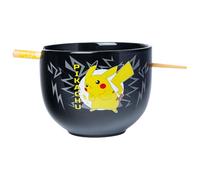 Silver Buffalo Pokemon Pikachu Japanese Text 20oz. Ceramic Ramen Bowl with Chopsticks
