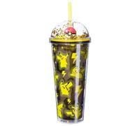 Silver Buffalo Pokemon Pikachu Lightning Pattern 24oz Dome Top Travel Tumbler