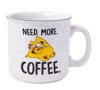 Silver Buffalo Pokemon Pikachu Need More Coffee Ceramic Camper Mug, 20 Ounces