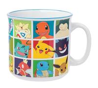 Silver Buffalo Pokemon Pikachu, Snorlax, Charmander, Squirtle, Bulbasaur, Eevee, Gengar, Togepi, Magikarp, Psyduck, Jigglypuff, Meowth, Mew, Lapras, Butterfree, and More Ceramic Camper Mug, 20 Ounces