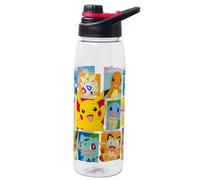 Silver Buffalo Pokémon Pikachu, Squirtle, Charmander, Bulbasaur, Togepi, Meowth, Lapras, Snorlax, Gengar, Jigglypuff, Mewtwo, Onix, Gyarados, Psyduck, Eevee, etc Water Bottle w Screw-On Lid, 28 Ounces