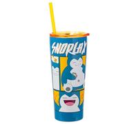Silver Buffalo Pokemon Snorlax Eating Sleeping Happy Double Walled Stainless Steel Tumbler with Straw, 22 Ounces