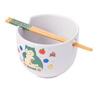 Silver Buffalo Pokemon Snorlax Relaxing and Eating Ceramic Ramen Noodle Rice Bowl with Chopsticks, Microwave Safe, 20 Ounces