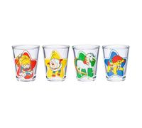 Silver Buffalo Rainbow Brite 4 Piece Mini Glass Set Featuring Starlite, Twink, Rainbow Brite, and Puppy Brite, 1.5 Ounces