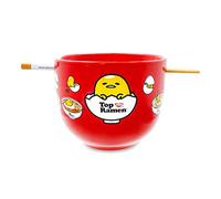 Silver Buffalo Sanrio Gudetama x Nissin Top Ramen 20-Ounce Noodle Bowl and Chopstick Set