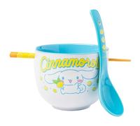Silver Buffalo Sanrio Hello Kitty and Friends Cinnamoroll Lemons Ceramic Ramen Noodle Rice Bowl with Chopsticks, Microwave Safe, 20 Ounces
