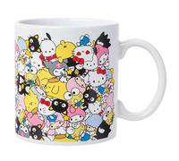 Silver Buffalo Sanrio Hello Kitty and Friends Featuring Badtz-Maru, Keroppi, My Melody, Pochacco, Chococat, Pompompurin, and Little Twin Stars Ceramic Mug, 20 Ounces