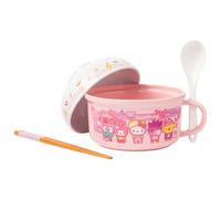 Silver Buffalo Sanrio Hello Kitty and Friends Featuring Keroppi, My Melody, Badtz-Maru, and Pompompurin Soup Mug and Bowl Lid with Spoon and Chopsticks, 13 Ounce Bowl Lid, 22 Ounce Soup Mug
