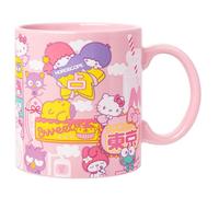 Silver Buffalo Sanrio Hello Kitty and Friends Kawaii Tokyo Theme Featuring Little Twin Stars, Chococat, My Melody, Keroppi, Badtz-Maru, and Pompompurin Ceramic Mug, 20 Ounces