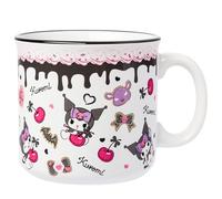 Silver Buffalo Sanrio Hello Kitty and Friends Kuromi Cherries and Black Hearts Ceramic Camper Mug, 20 Ounces