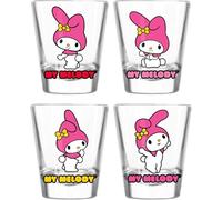 Silver Buffalo Sanrio Hello Kitty and Friends My Melody 4 Pack Mini Glass Set, 1.5 Ounces