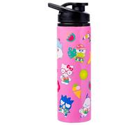 Silver Buffalo Sanrio Hello Kitty and Friends Tropical Stainless Steel Water Bottle Featuring Keroppi, Tuxedo Sam, Badtz-Maru, and Pochacco, 25 Ounces