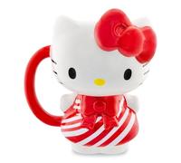 Silver Buffalo Sanrio Hello Kitty Christmas Holiday Candy Cane Dress 3D Sculpted Ceramic Mug, 20 Ounces