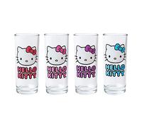 Silver Buffalo Sanrio Hello Kitty Glitter, 4 Pack Tumbler Glass Set, 10oz