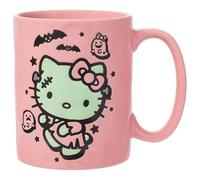 Silver Buffalo Sanrio Hello Kitty Halloween Frankenstein Wax Resist Ceramic Pottery Mug, 17 Ounces