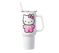Silver Buffalo Sanrio Hello Kitty Halloween Spooky Skeleton Costume Stainless Steel Tumbler with Handle and Straw, Fits in Standard Cup Holder, 40 Ounces