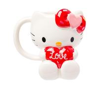 Silver Buffalo Sanrio Hello Kitty Holding Love Heart Ceramic 3D Sculpted Mug, 20 Ounces