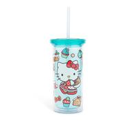 Silver Buffalo Sanrio Hello Kitty Holiday Plastic Tall Cold Cup with Lid and Straw, 20 Ounces