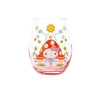 Silver Buffalo Sanrio Hello Kitty Mushroom Art Stemless Wine Glass | Holds 20 Ounces
