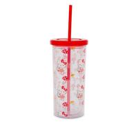 Silver Buffalo Sanrio Hello Kitty Mushrooms Carnival Cup With Lid and Straw | Holds 20 Ounces