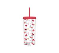 Silver Buffalo Sanrio Hello Kitty Mushrooms Carnival Cup With Lid and Straw | Holds 20 Ounces
