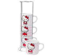 Silver Buffalo Sanrio Hello Kitty Poses 4pc Ceramic Mug Stack Set, 10 Ounces