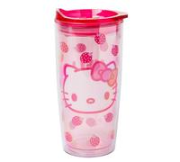 Silver Buffalo Sanrio Hello Kitty Strawberry Double Wall Travel Tumbler with Slide Close Lid, 20 Ounces