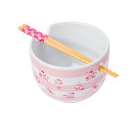 Cartoons Hello Kitty Strawberry Milk Ramen Bowl with Chopsticks Pink
