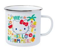 Silver Buffalo Sanrio Hello Kitty Summer Tropical Enamel Camper Mug, 21 Ounces
