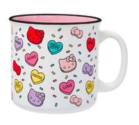 Silver Buffalo Sanrio Hello Kitty Valentine Candy Hearts And Bows Love and Bestie Pattern Ceramic Camper Mug, 20 Ounces