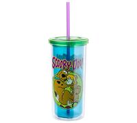 Silver Buffalo Scooby Doo and Shaggy Plastic Tall Cold Cup with Lid and Straw, 20 Ounces