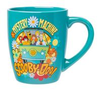 Silver Buffalo Scooby Doo Group Mystery Machine Flowers Jumbo Curved Ceramic Mug, 25 Ounces