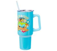 Silver Buffalo Scooby Doo Mystery Machine Featuring Shaggy, Velma, Fred and Daphne Stainless Steel Tumbler with Handle and Straw, Fits in Standard Cup Holder, 40 Ounces
