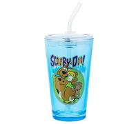 Silver Buffalo Scooby Doo Scared Shaggy Scooby 16oz Pint Glass w Lid and Glass Straw
