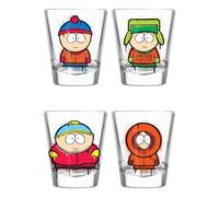 Silver Buffalo South Park Featuring Eric Cartman, Stan, Kyle, and Kenny 4 Pack Mini Glass Set, 1.5 Ounces