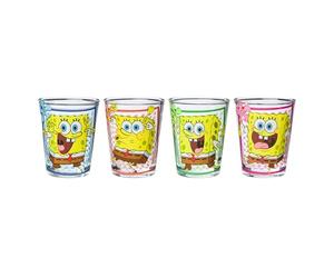 Silver Buffalo Sponge Bob Checker Square 4pc. 1.5oz. Mini Glass Set 4x1