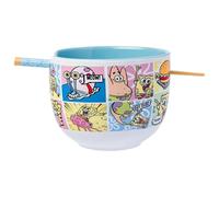 Silver Buffalo Spongebob Comic Panels 20oz Ceramic Ramen Bowl with Chopsticks