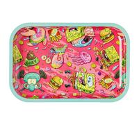 Silver Buffalo Spongebob Krusty Icon and Character Pattern 11.3" x 7.4" Tin Tray