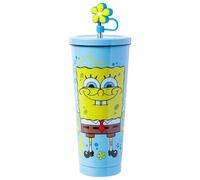 Silver Buffalo Spongebob Life is The Bubbles 24oz Stainless Steel Tumbler with Straw Cover Cap and Lid